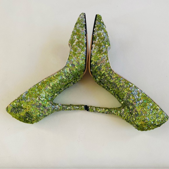 Dolce & Gabbana Green Sequins Embellishments Pointed Toe Pumps SZ 7/37 - Picture 8 of 9